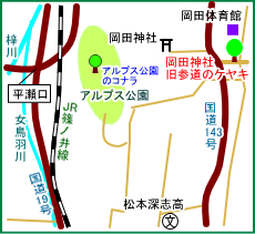 岡田神社旧参道のケヤキ　マップ