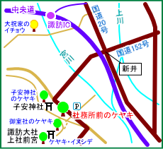 上社前宮・社務所前ケヤキ　マップ