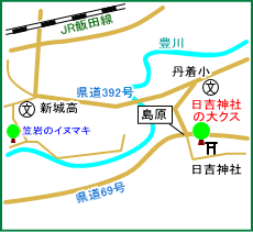日吉神社の大クス　マップ