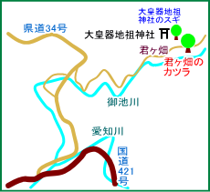 君ヶ畑のカツラ　マップ