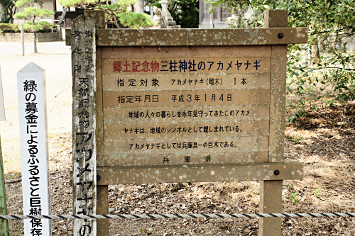 兵庫県指定郷土記念物の説明板