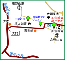 如意輪寺のケヤキ　マップ