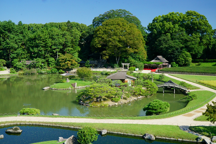 岡山後楽園　唯心山より沢の池